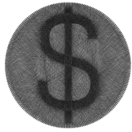 Ready to make Dollar sign Symbols string art scheme